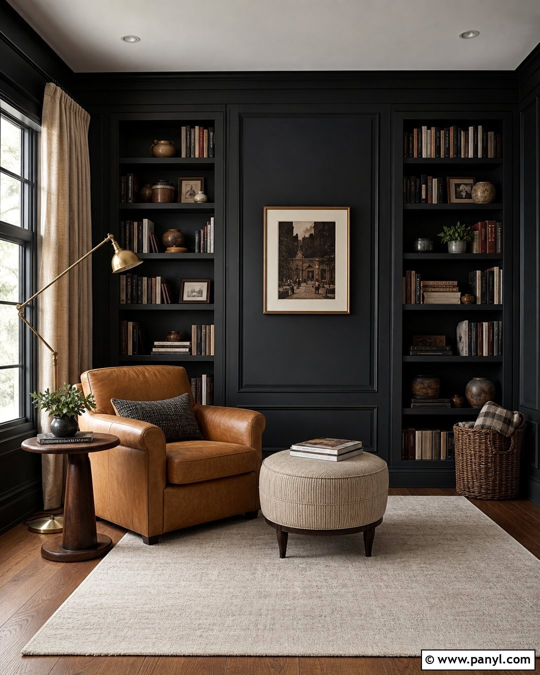 Black Wall Reading Room - 30 Black Wall Paint Ideas