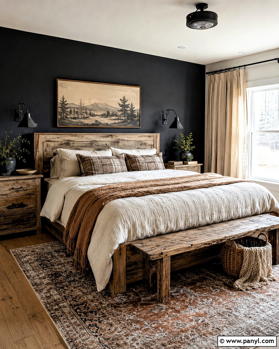 Black Wall Rustic Bedroom - 20 one black wall bedroom ideas