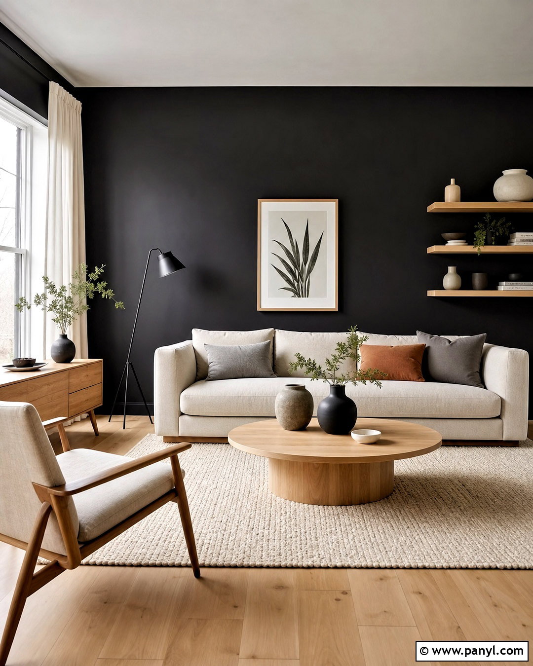 Black Wall Scandinavian Living Room - 20 black wall room ideas