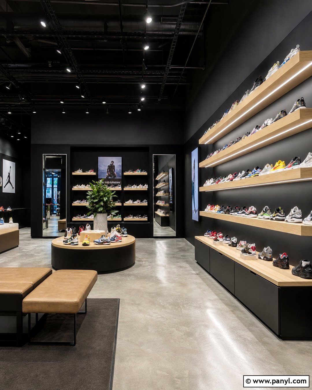 Black Wall Shoe Store - 20 Black Walls Retail Ideas