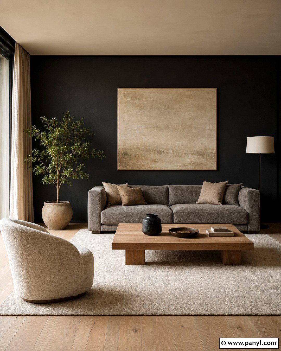 Black Wall Sitting Room With Minimal Decor - 20 Black Wall Sitting Room Ideas