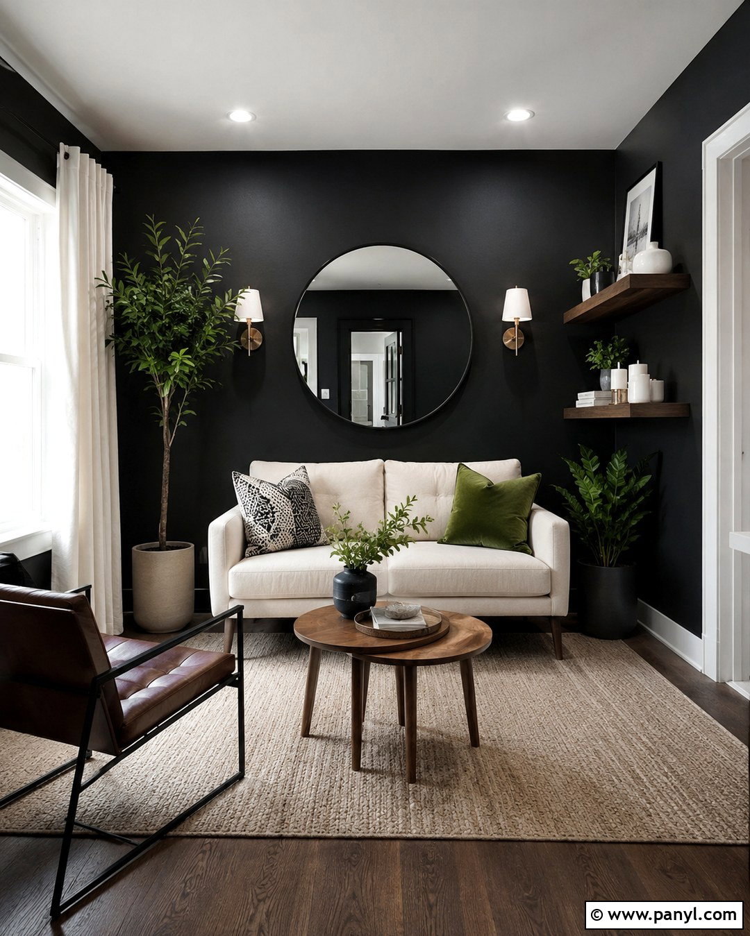 Black Wall Sitting Room With Small Space Layout - 20 Black Wall Sitting Room Ideas