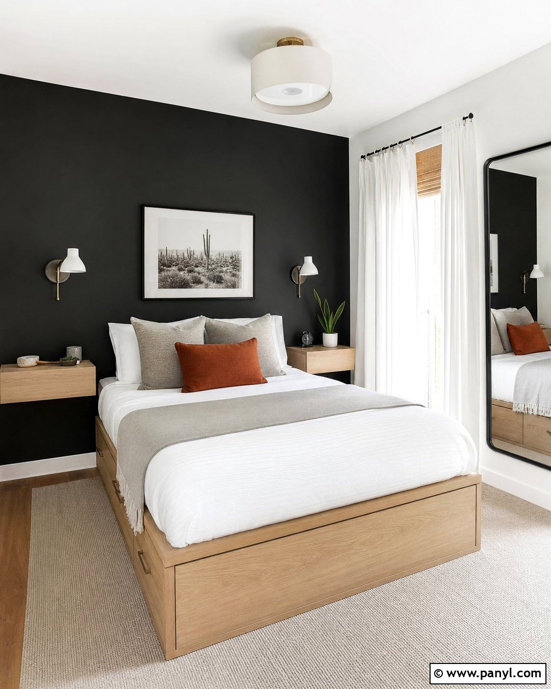 Black Wall Small Bedroom - 25 Room With One Black Wall Ideas