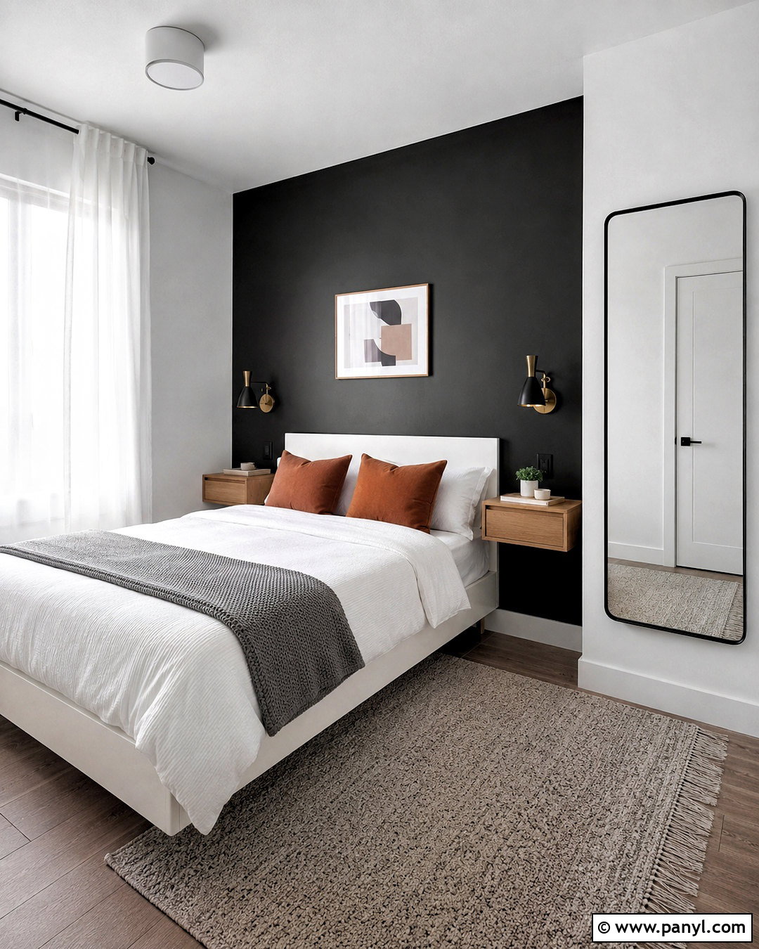 Black Wall Small Bedroom - 20 White Room With One Black Wall Ideas