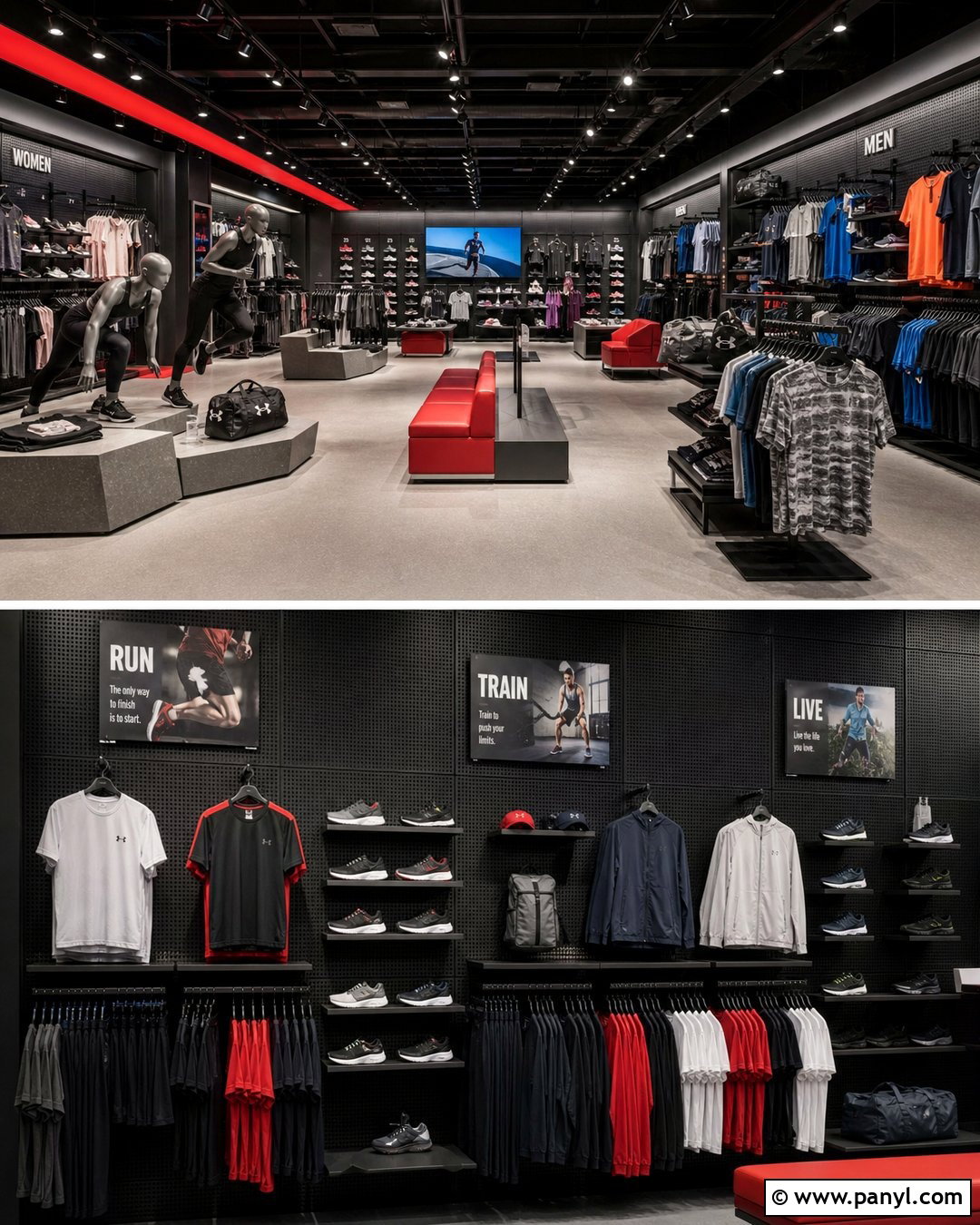 Black Wall Sportswear Store - 20 Black Walls Retail Ideas