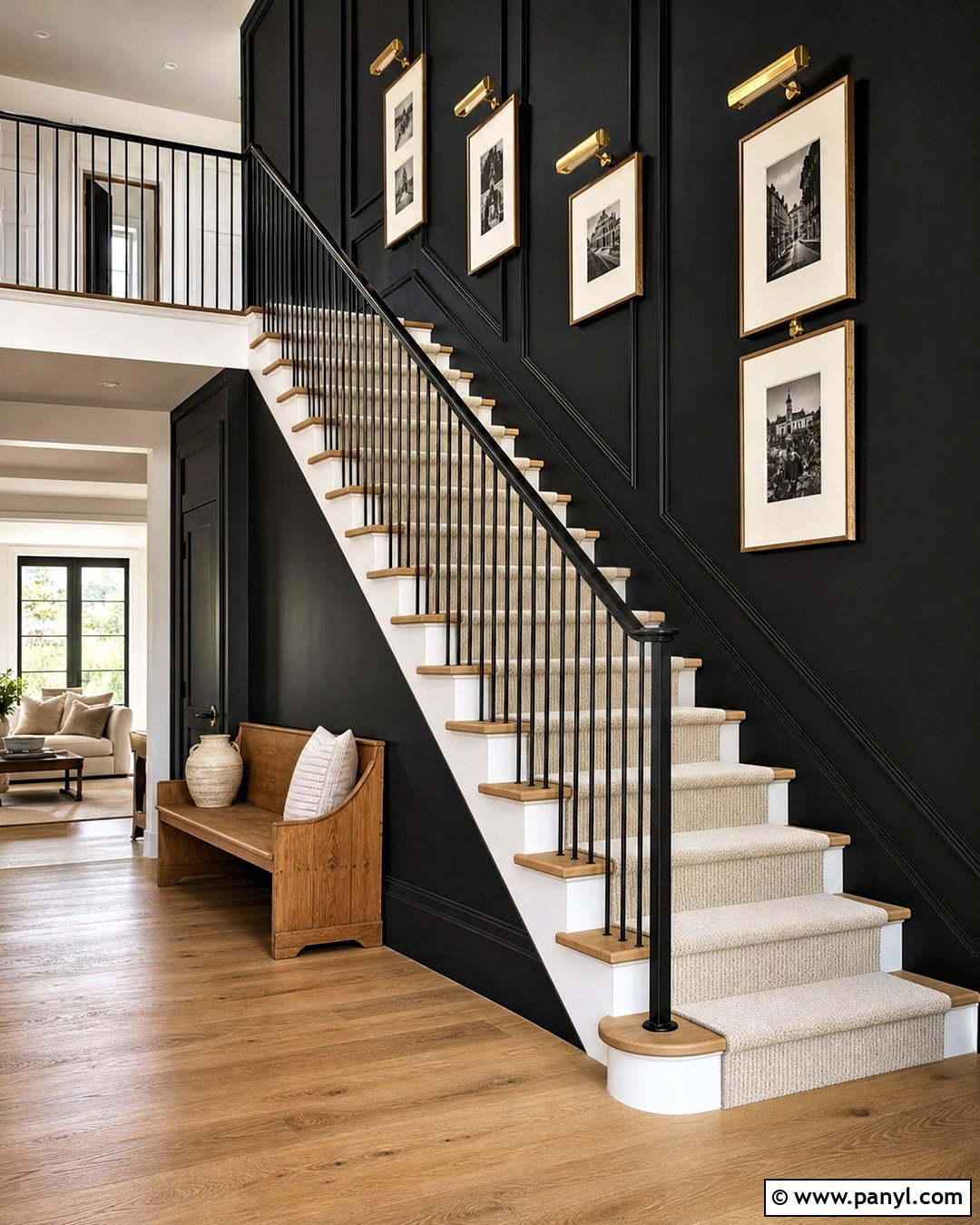 Black Wall Staircase - 20 black wall design ideas