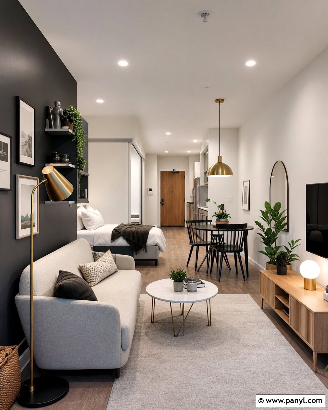 Black Wall Studio Apartment - 25 Room With One Black Wall Ideas