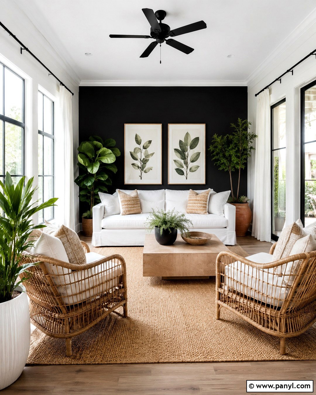 Black Wall Sunroom - 20 White Room With One Black Wall Ideas