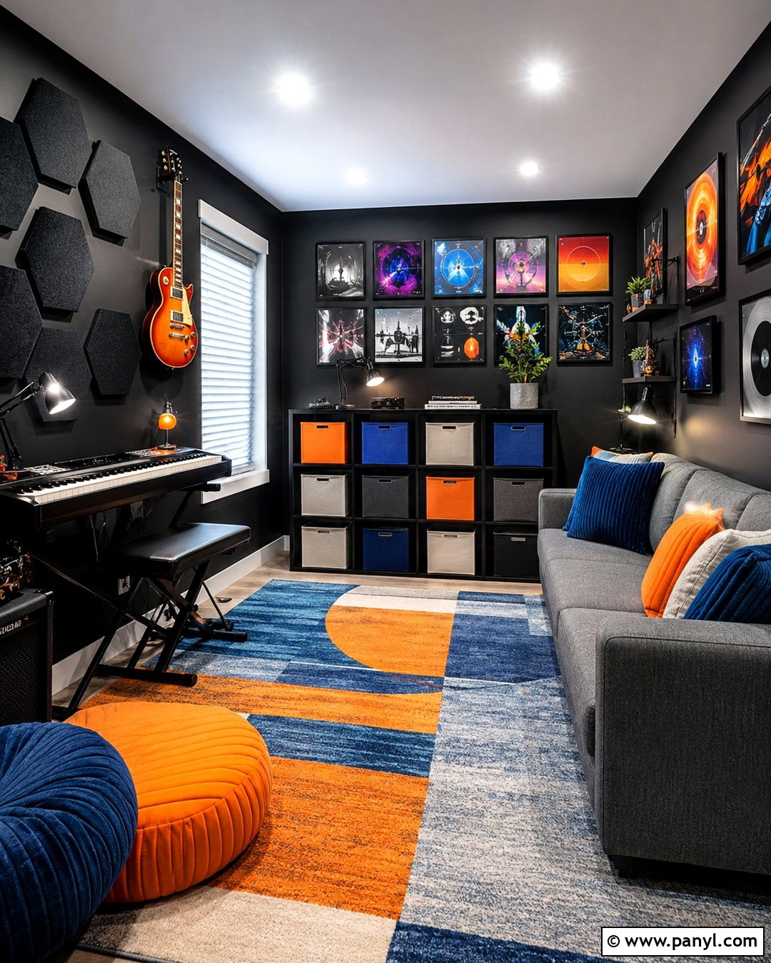 Black Wall Teen Music Room - 20 Black Wall Music Room Ideas