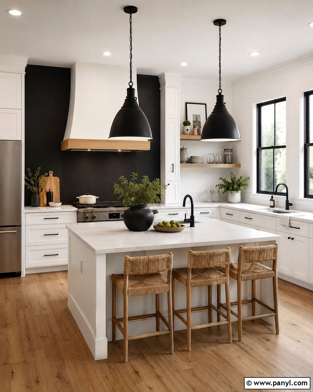 Black Wall White Kitchen - 20 White Room With One Black Wall Ideas