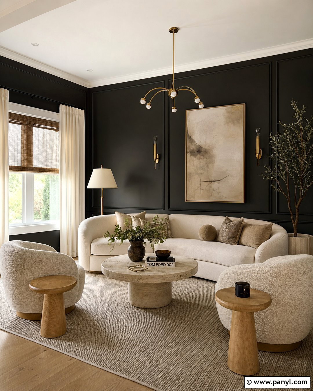 Black Wall With Beige Decor - 20 Painting One Wall Black Ideas