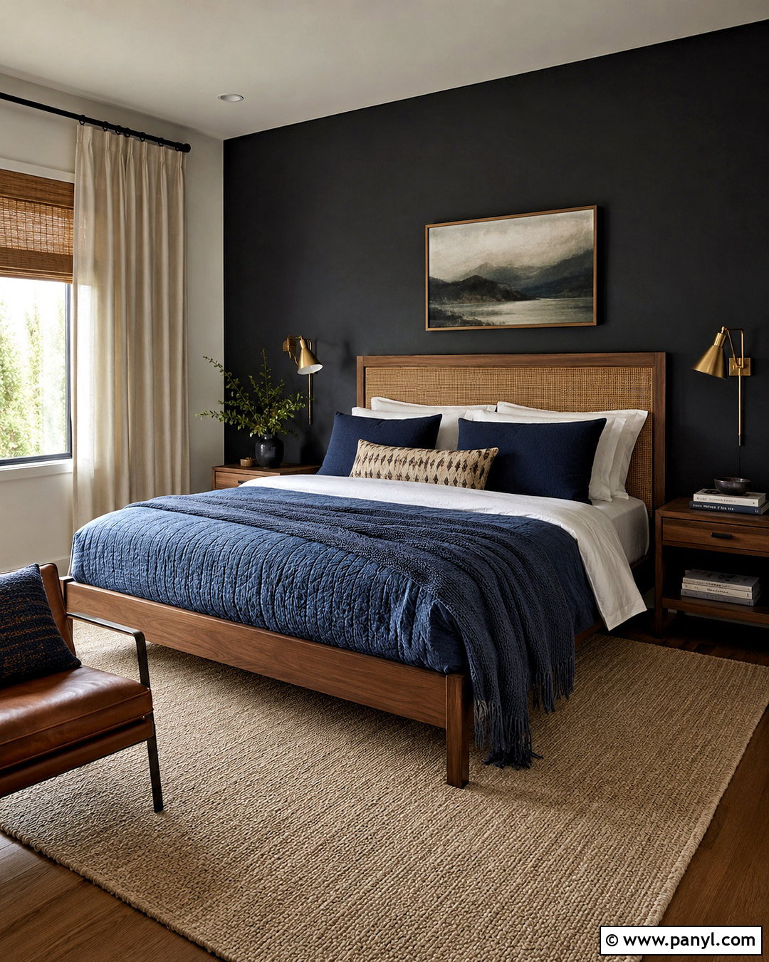 Black Wall With Blue Bedding - 20 one black wall bedroom ideas