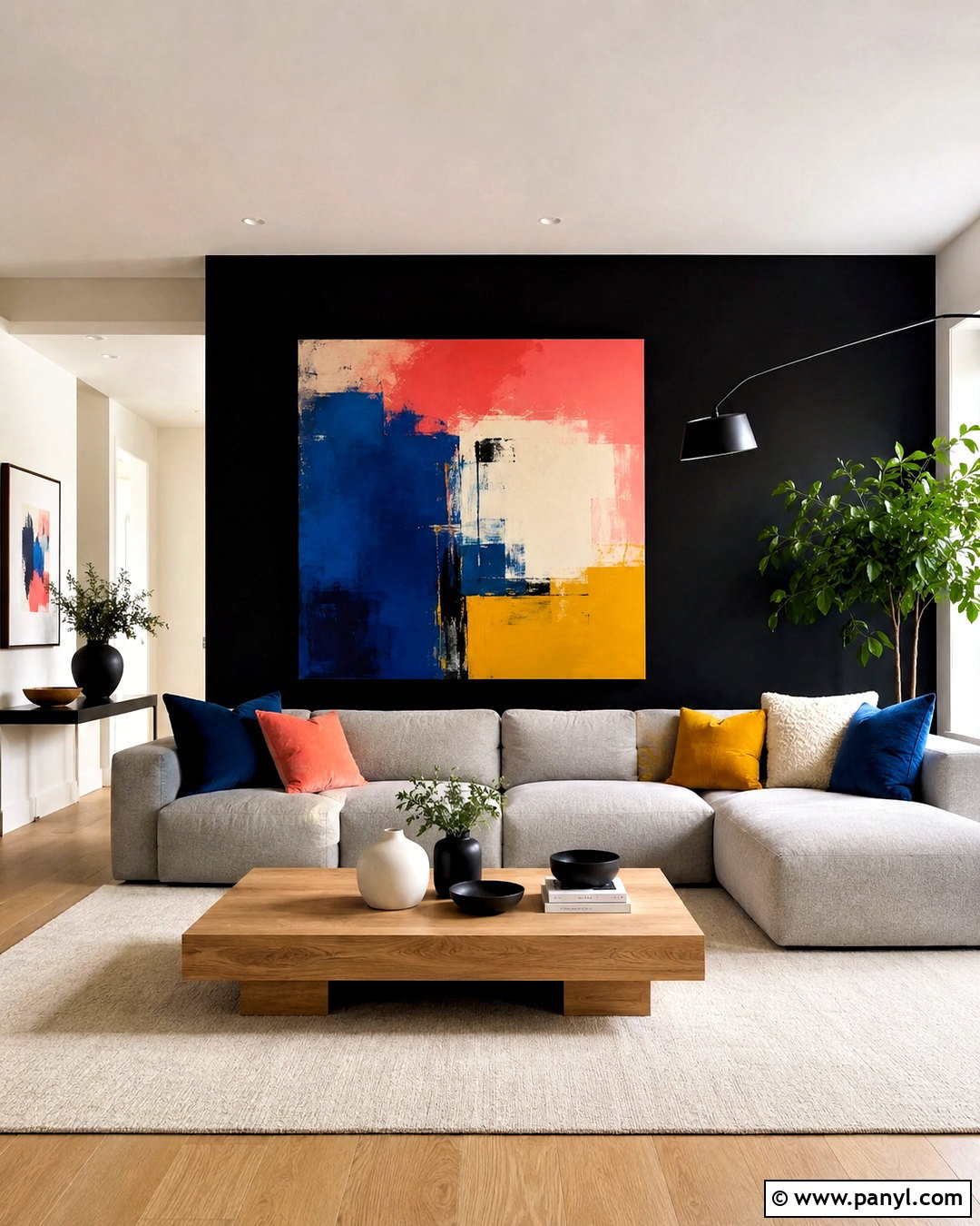 Black Wall With Colorful Art - 40 Black Painted Walls