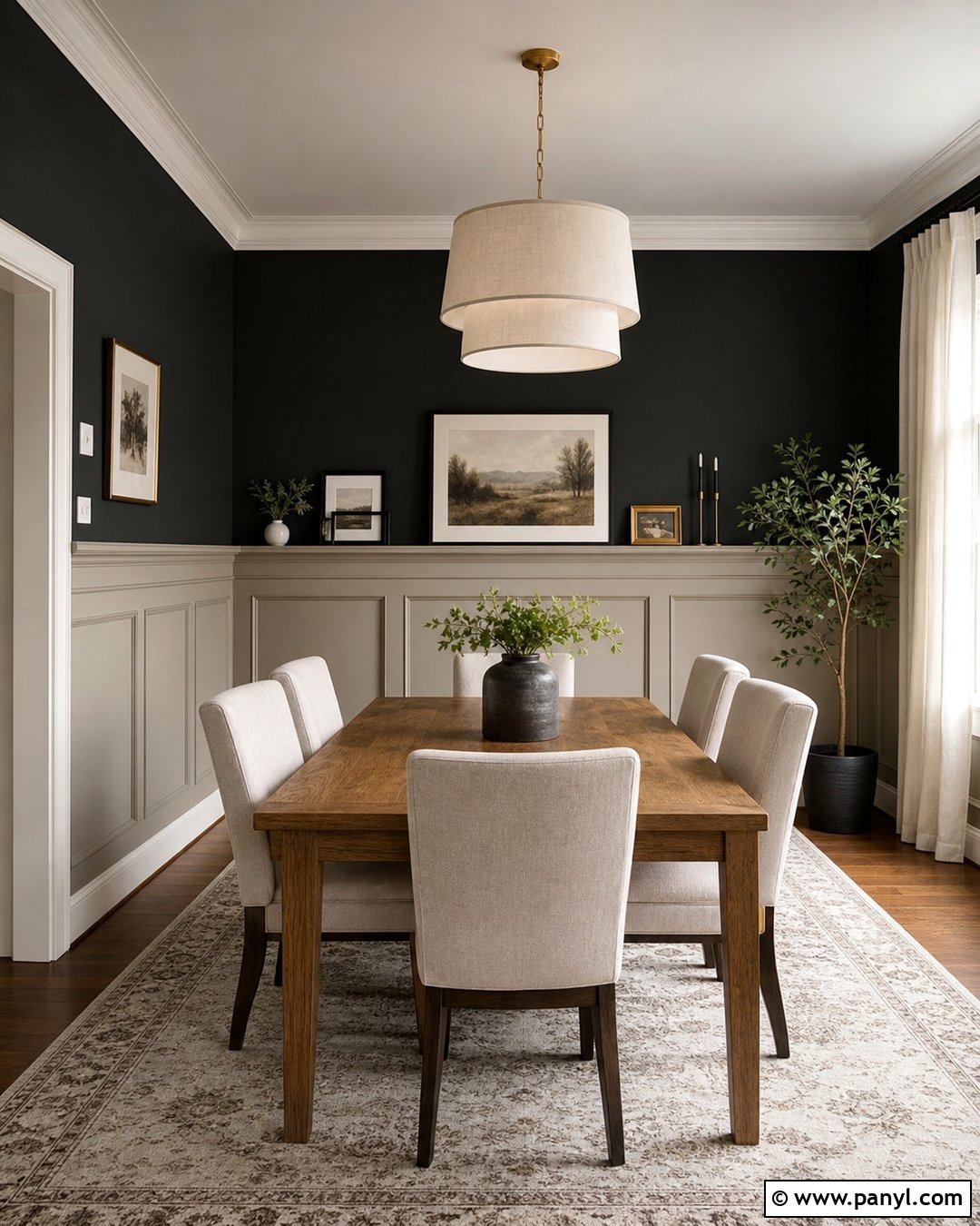 Black Wall With Half Wall Paneling - 30 Black Wall Paint Ideas