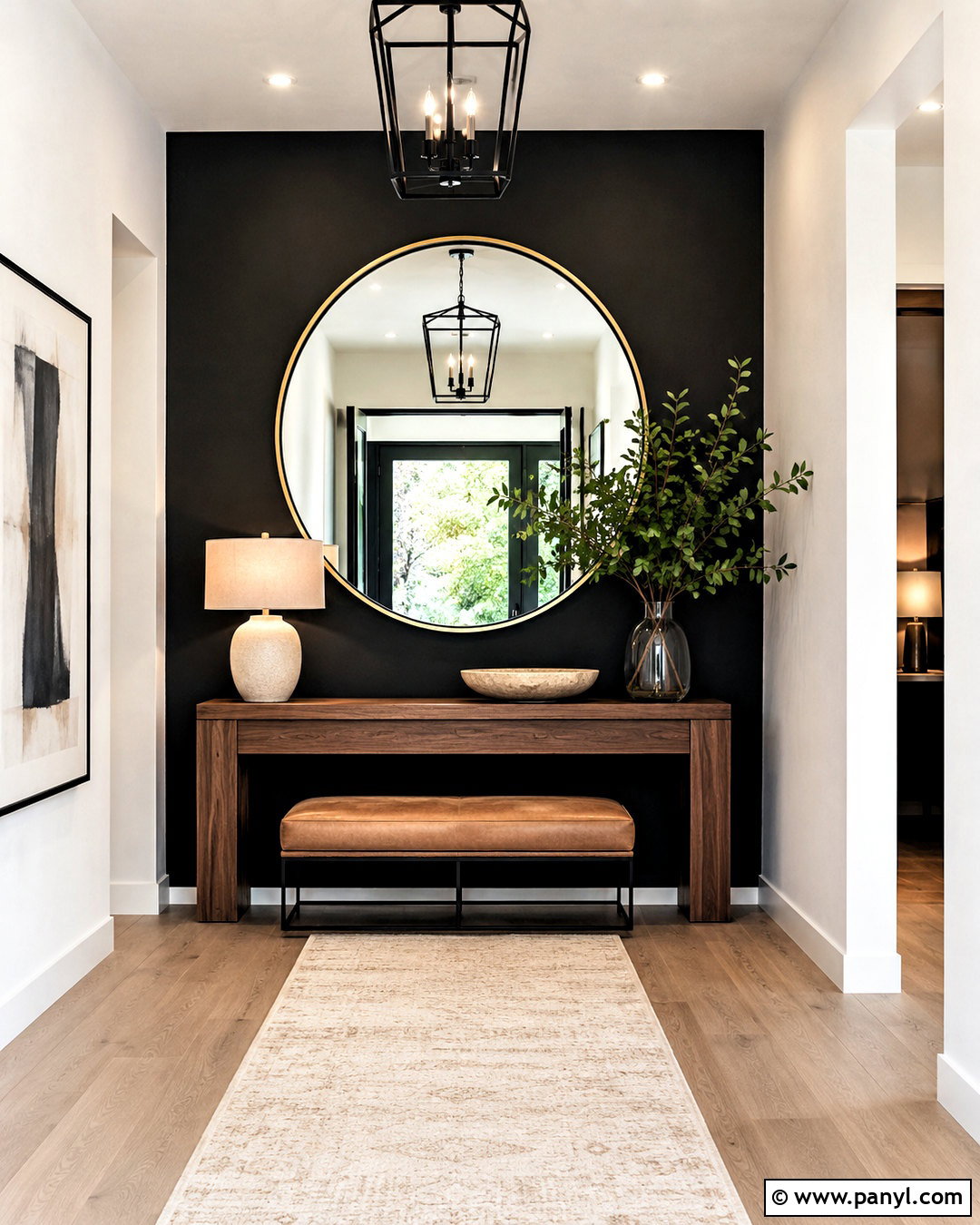 Black Wall With Large Mirror - 20 black wall decor ideas