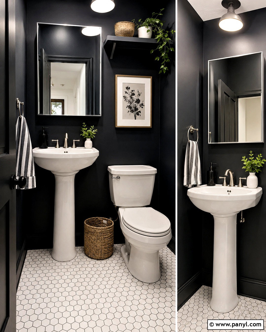 Black Wall With Pedestal Sink - 20 black wall bathroom small spaces