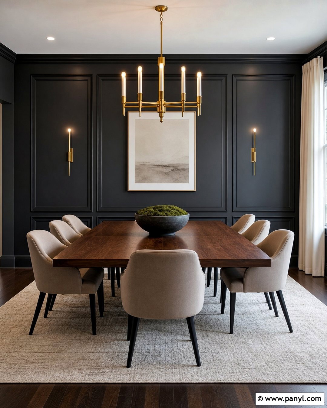 Black Wall With Picture Frame Molding - 30 Black Wall Paint Ideas