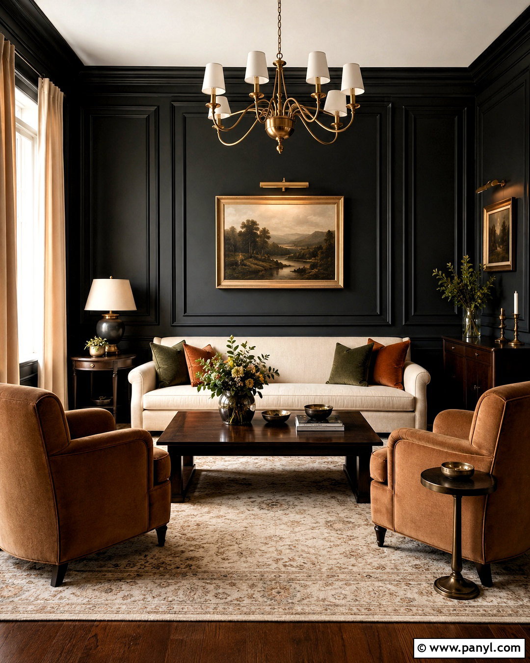 Black Wall With Picture Molding - 40 Black Painted Walls