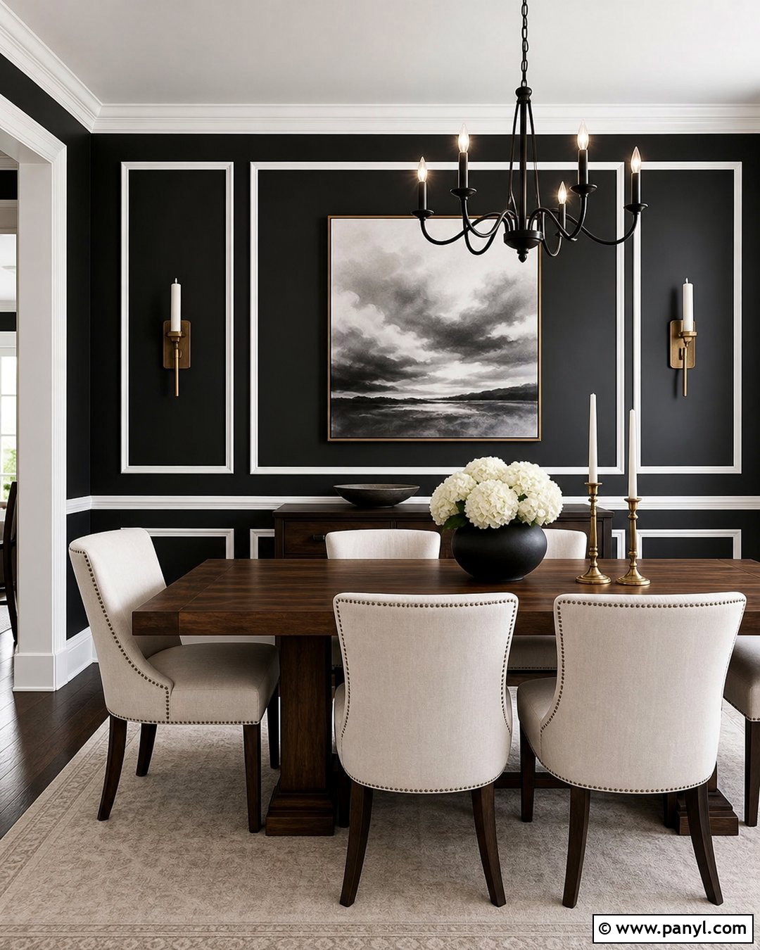 Black Wall With White Picture Molding - 35 black and white walls