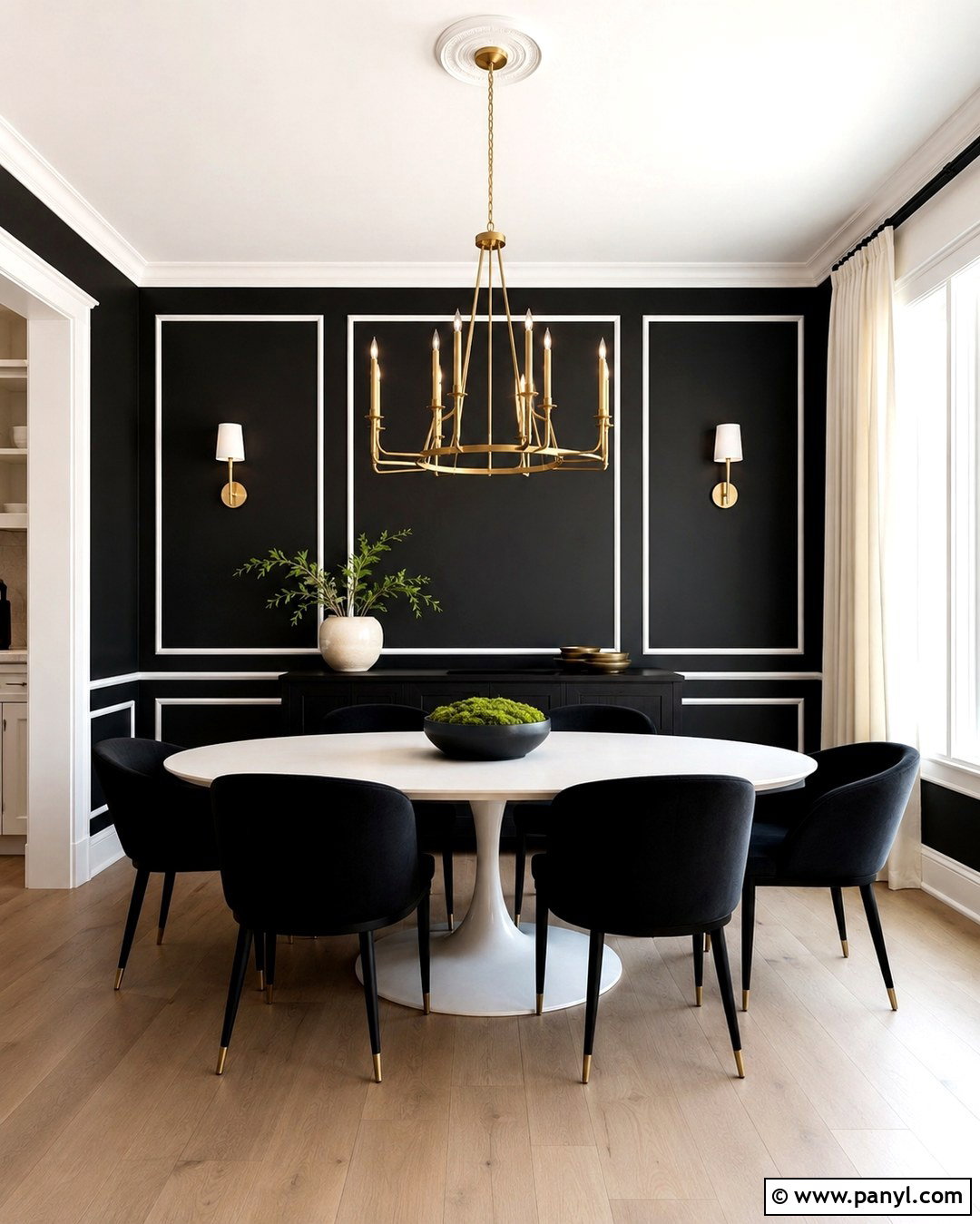 Black Wall With White Picture Molding - 20 Black And White Statement Wall Ideas