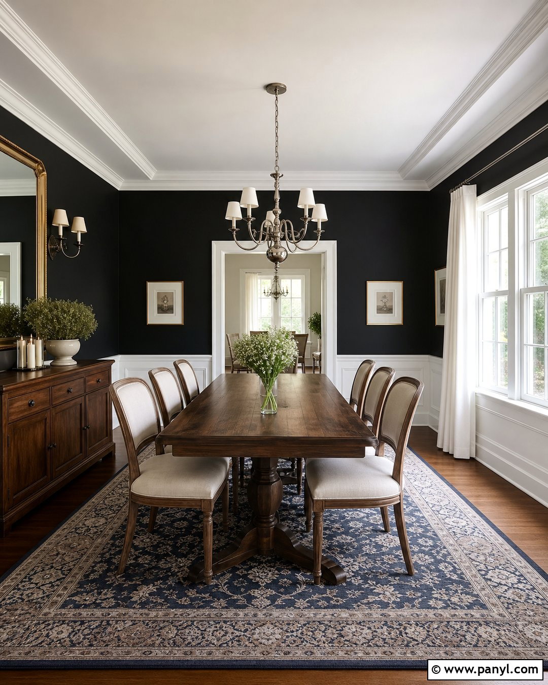 Black Wall With White Trim - 30 Black Wall Paint Ideas