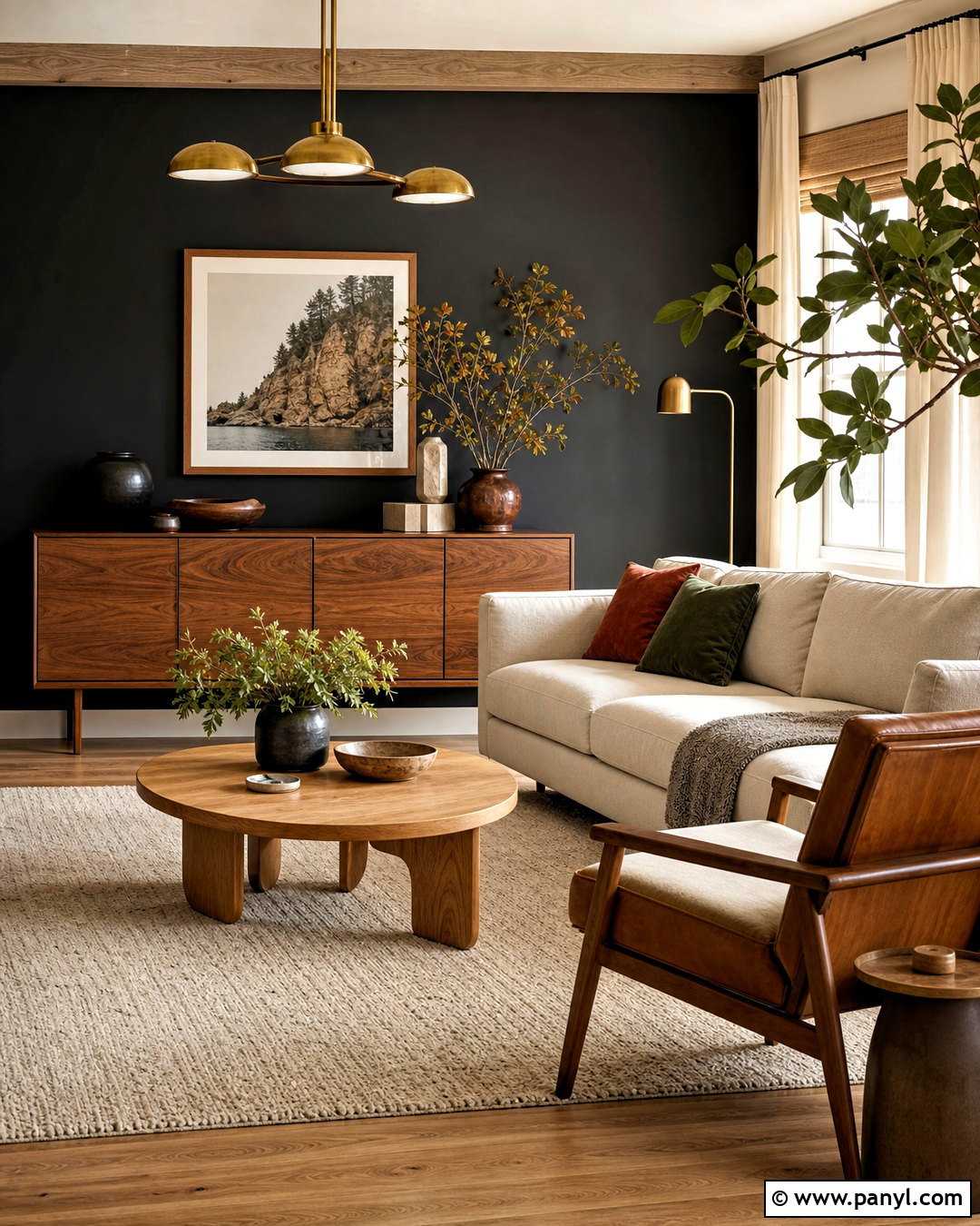 Black Wall With Wood Furniture - 20 black wall background ideas