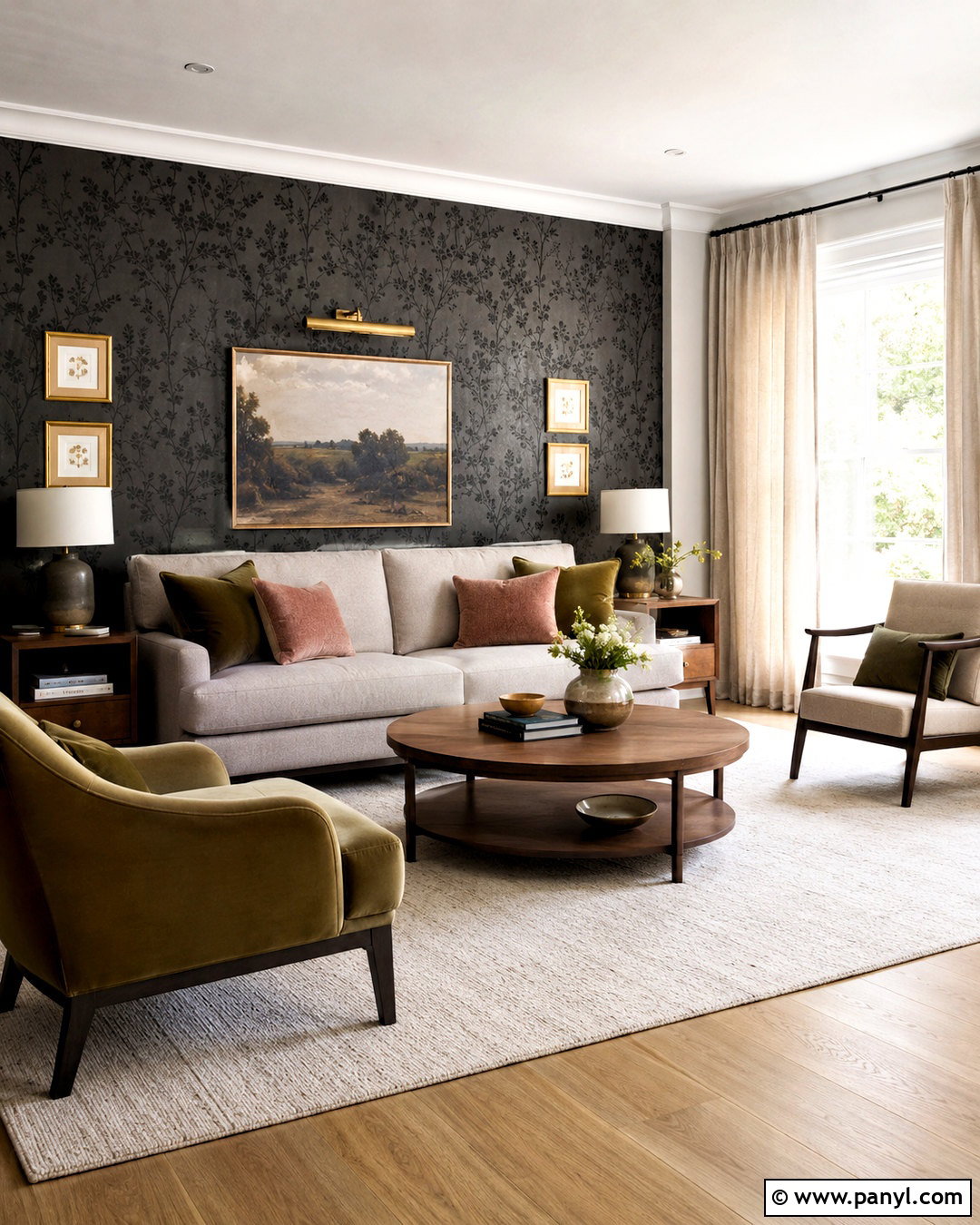 Black Wallpaper Accent Wall - 20 black accent wall living room ideas