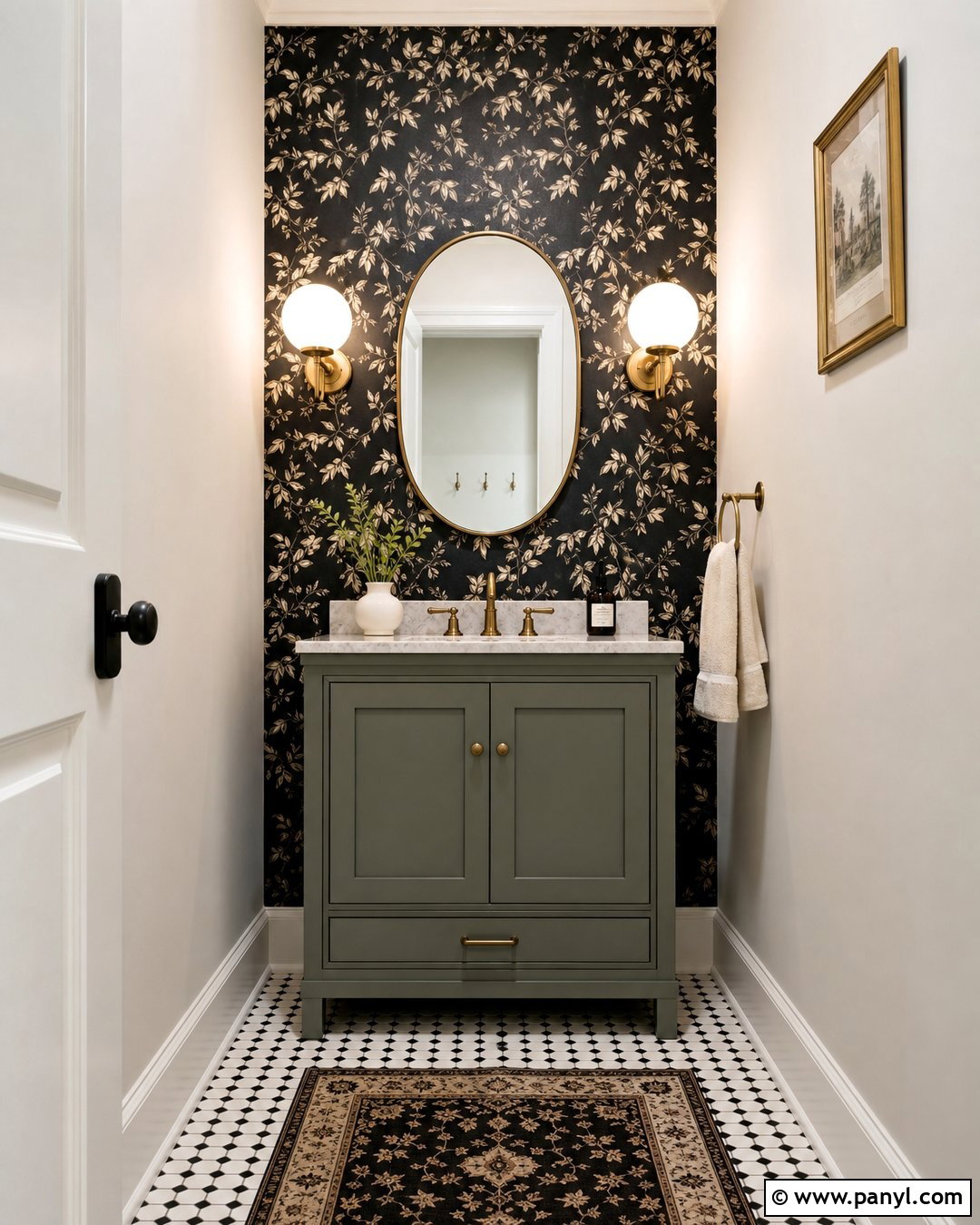 Black Wallpaper Accent Wall Bathroom - 35 Black Accent Wall Bathroom Ideas