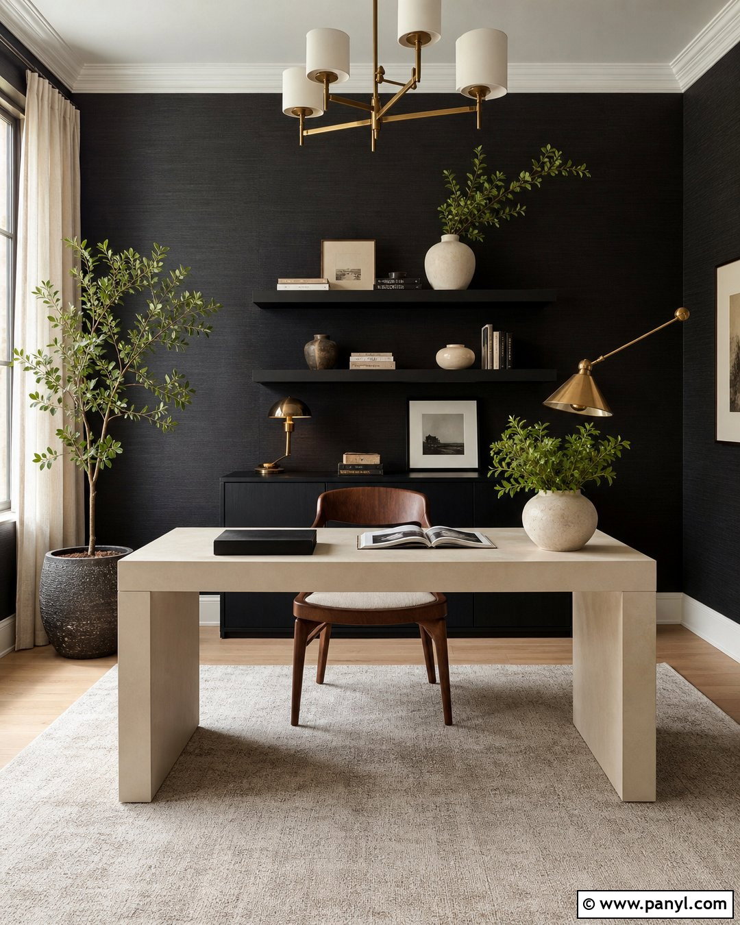 Black Wallpaper Office Accent Wall - 35 Black Accent Wall Office Ideas
