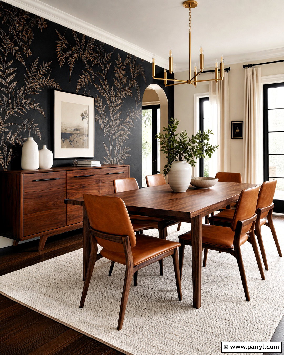 Black Wallpaper With Walnut Wood - 20 wallpaper combo ideas