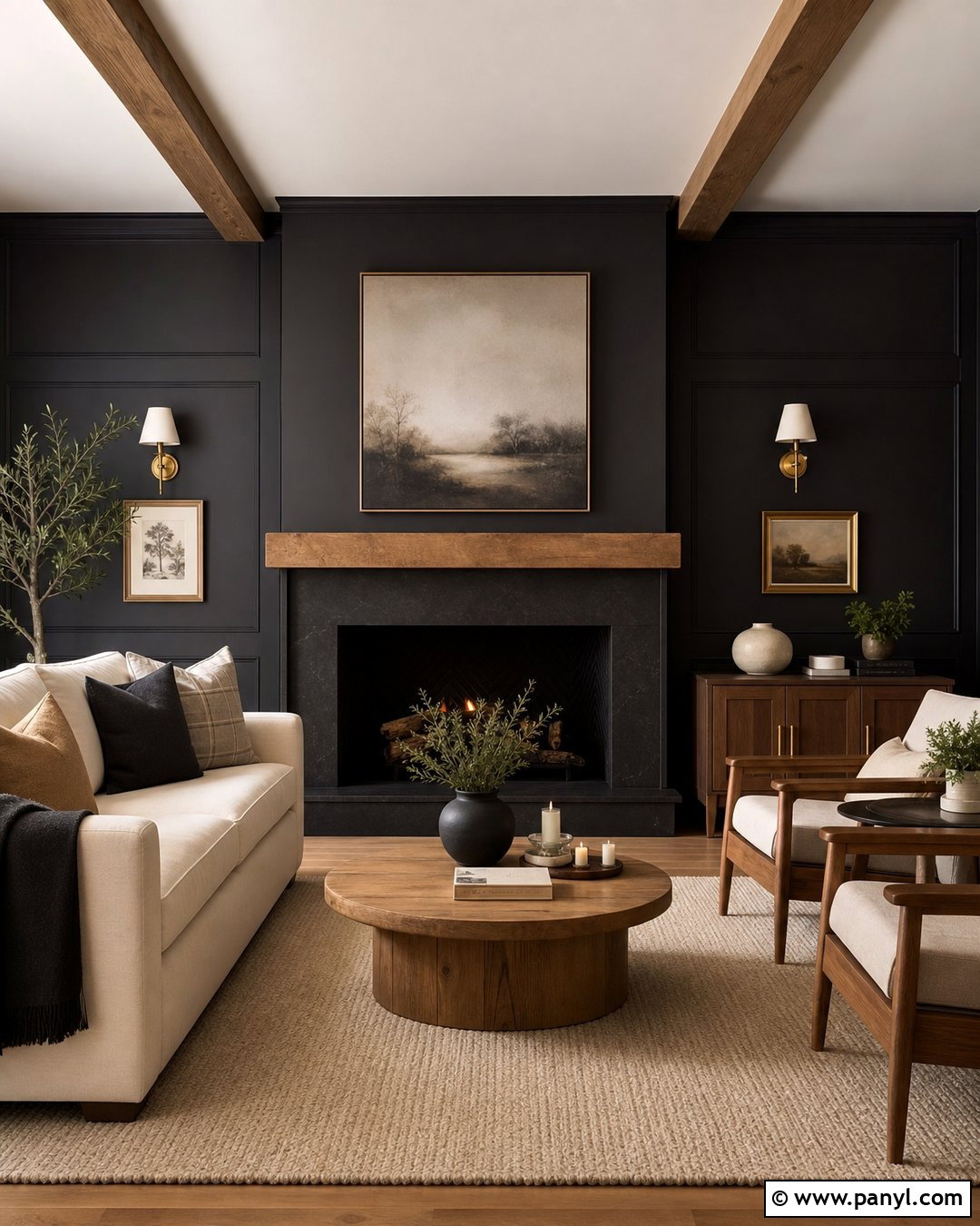 Black Walls Around A Fireplace - 20 How To Style Black Walls