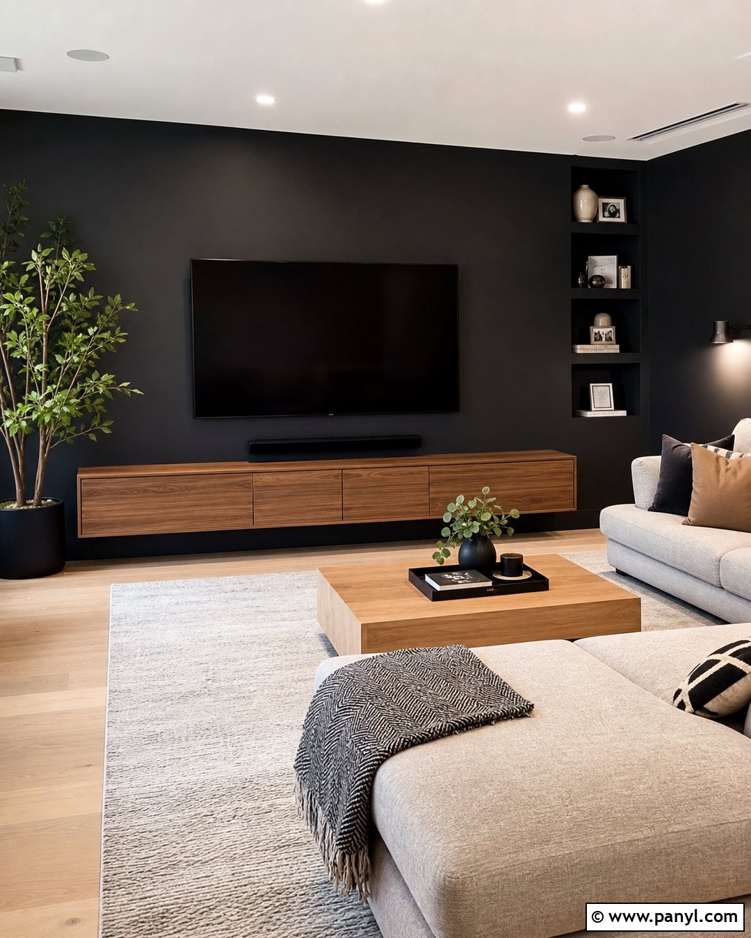 Black Walls Behind A TV - 20 How To Style Black Walls