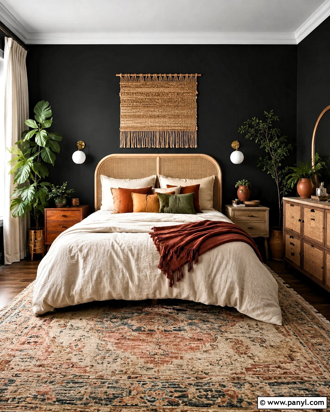 Black Walls Boho Bedroom - 20 black walls bedroom ideas