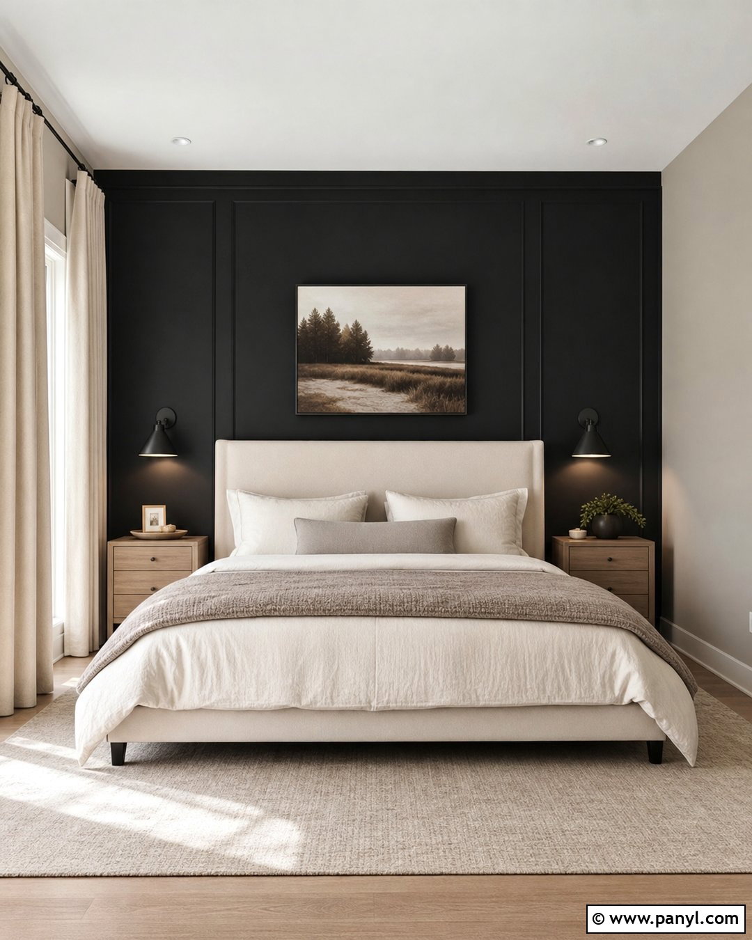 Black Walls In A Neutral Bedroom - 20 How To Style Black Walls