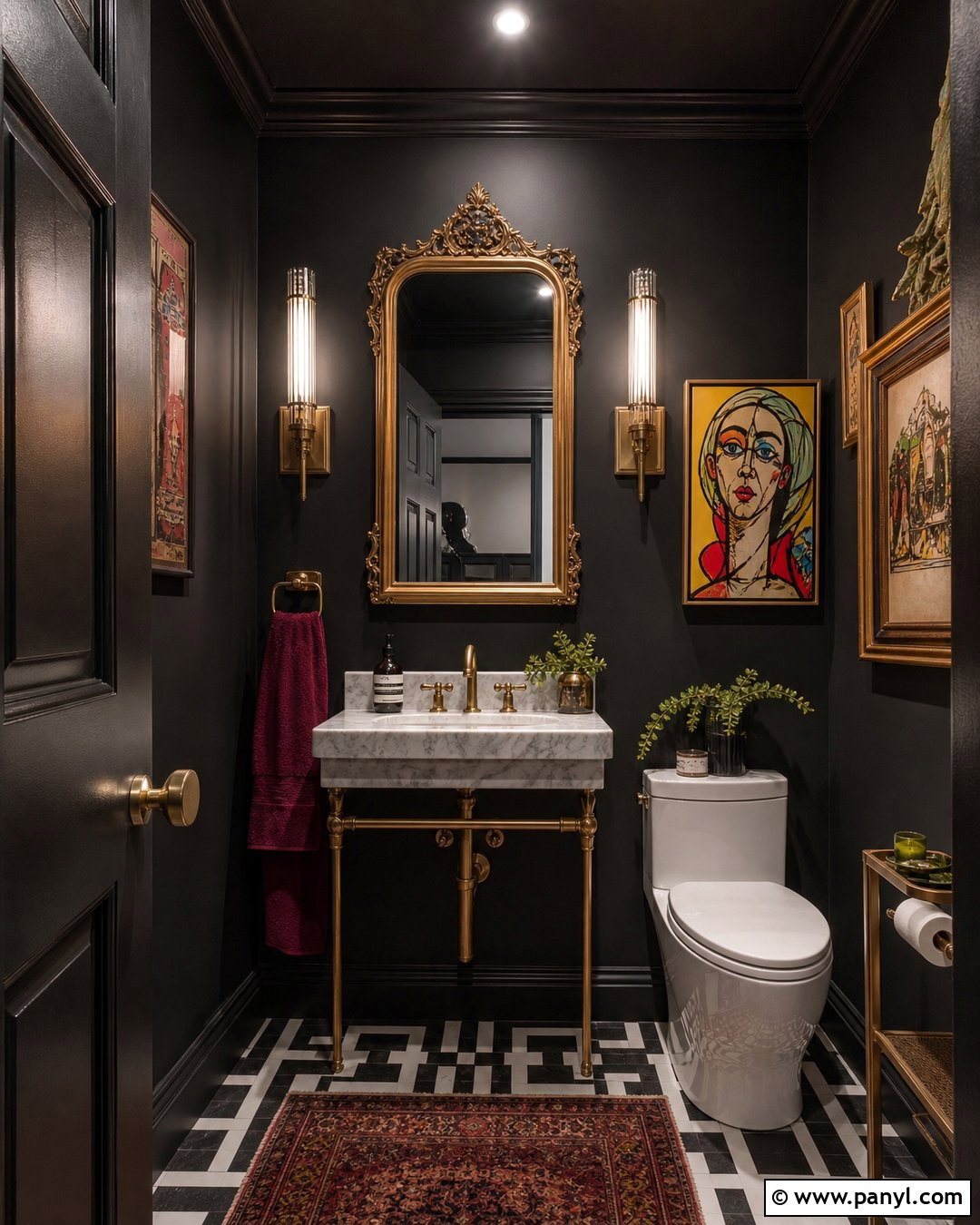 Black Walls In A Powder Room - 30 black walls bathroom ideas