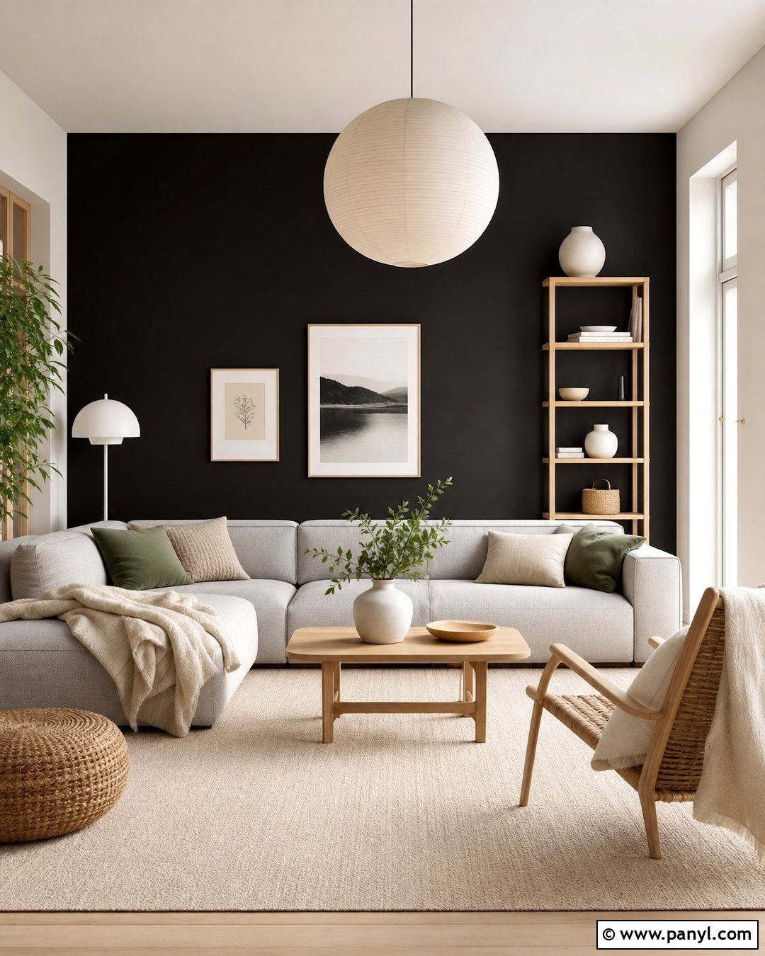 Black Walls In A Scandinavian Living Room - 20 How To Style Black Walls