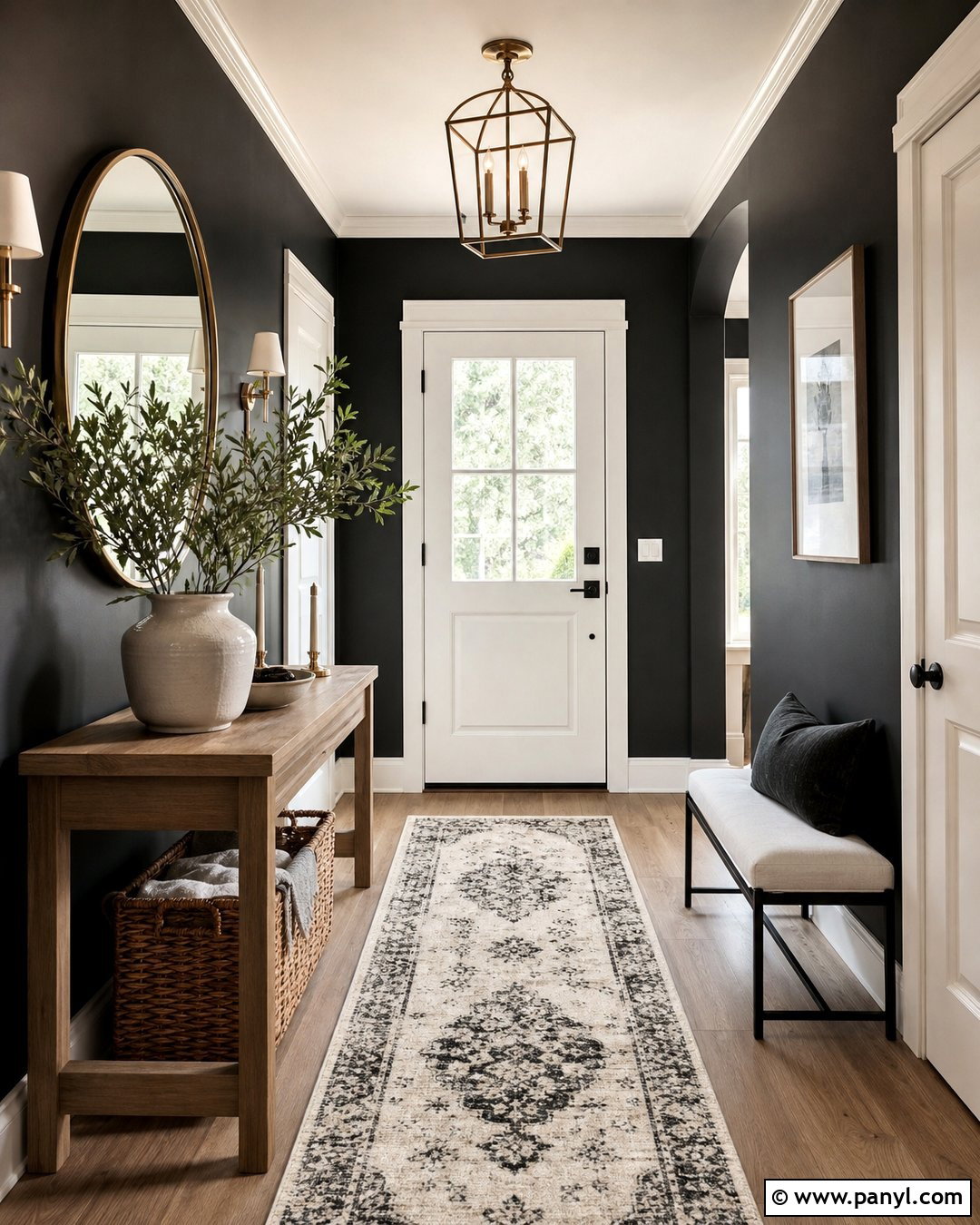 Black Walls In An Entryway - 20 How To Style Black Walls