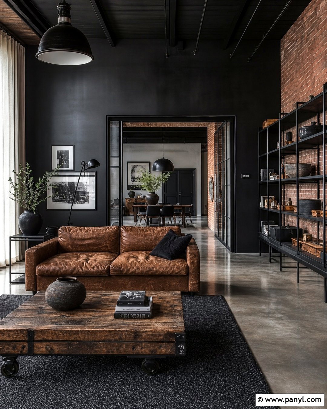 Black Walls In An Industrial Loft - 20 How To Style Black Walls