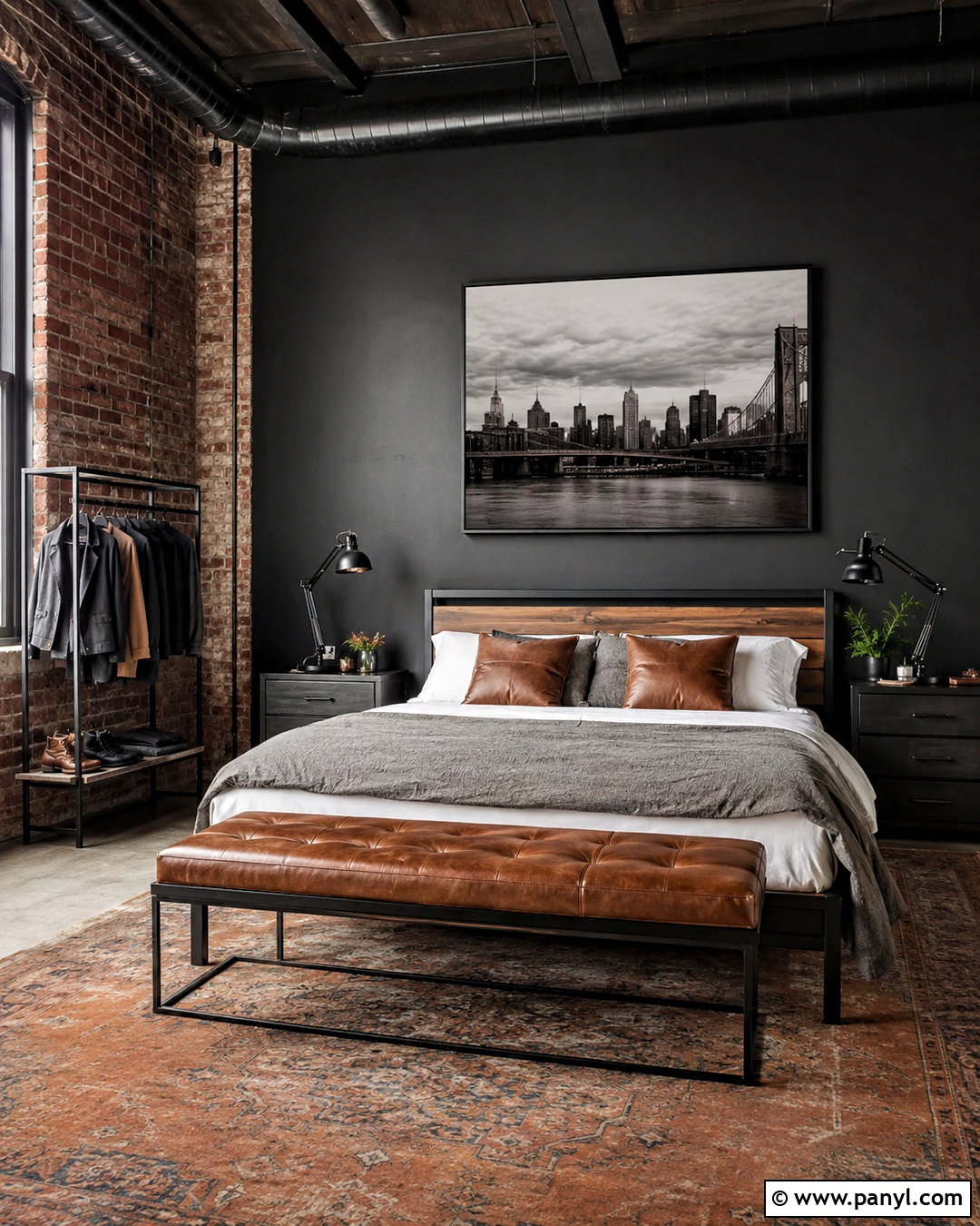 Black Walls Industrial Bedroom - 20 black walls bedroom ideas