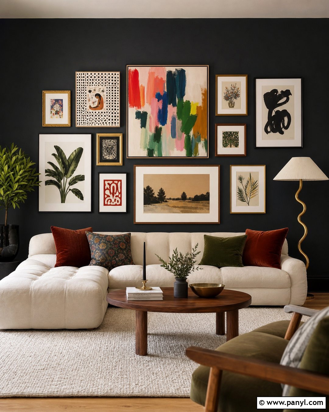 Black Walls With A Gallery Display - 20 How To Style Black Walls