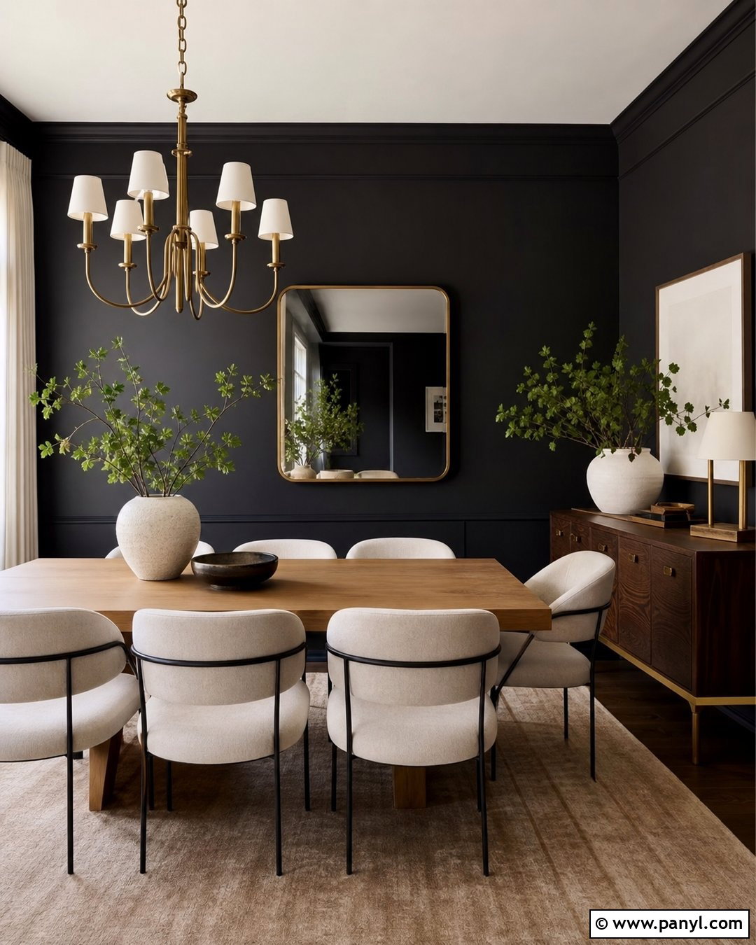 Black Walls With Brass Accents - 20 How To Style Black Walls