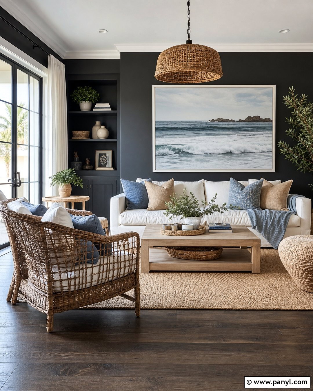 Black Walls With Coastal Decor - 20 How To Style Black Walls