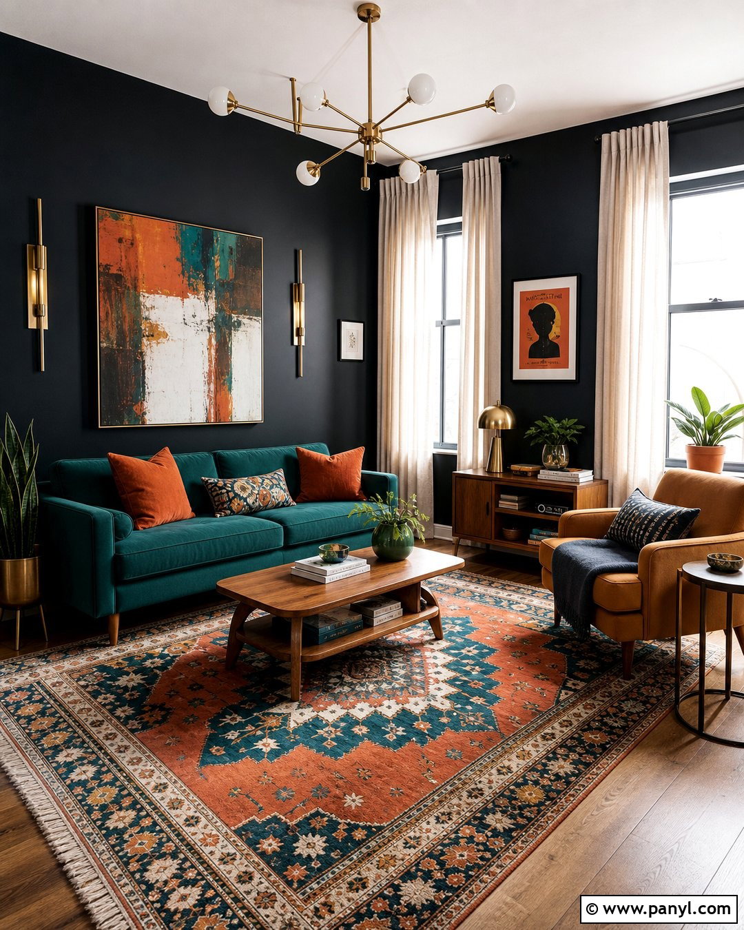 Black Walls With Colorful Decor - 20 How To Style Black Walls