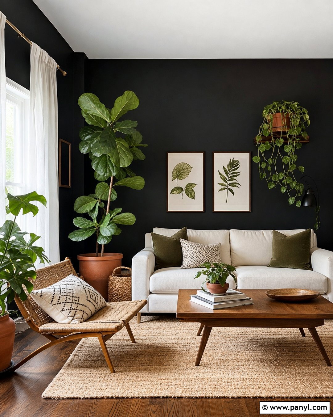 Black Walls With Indoor Plants - 20 How To Style Black Walls