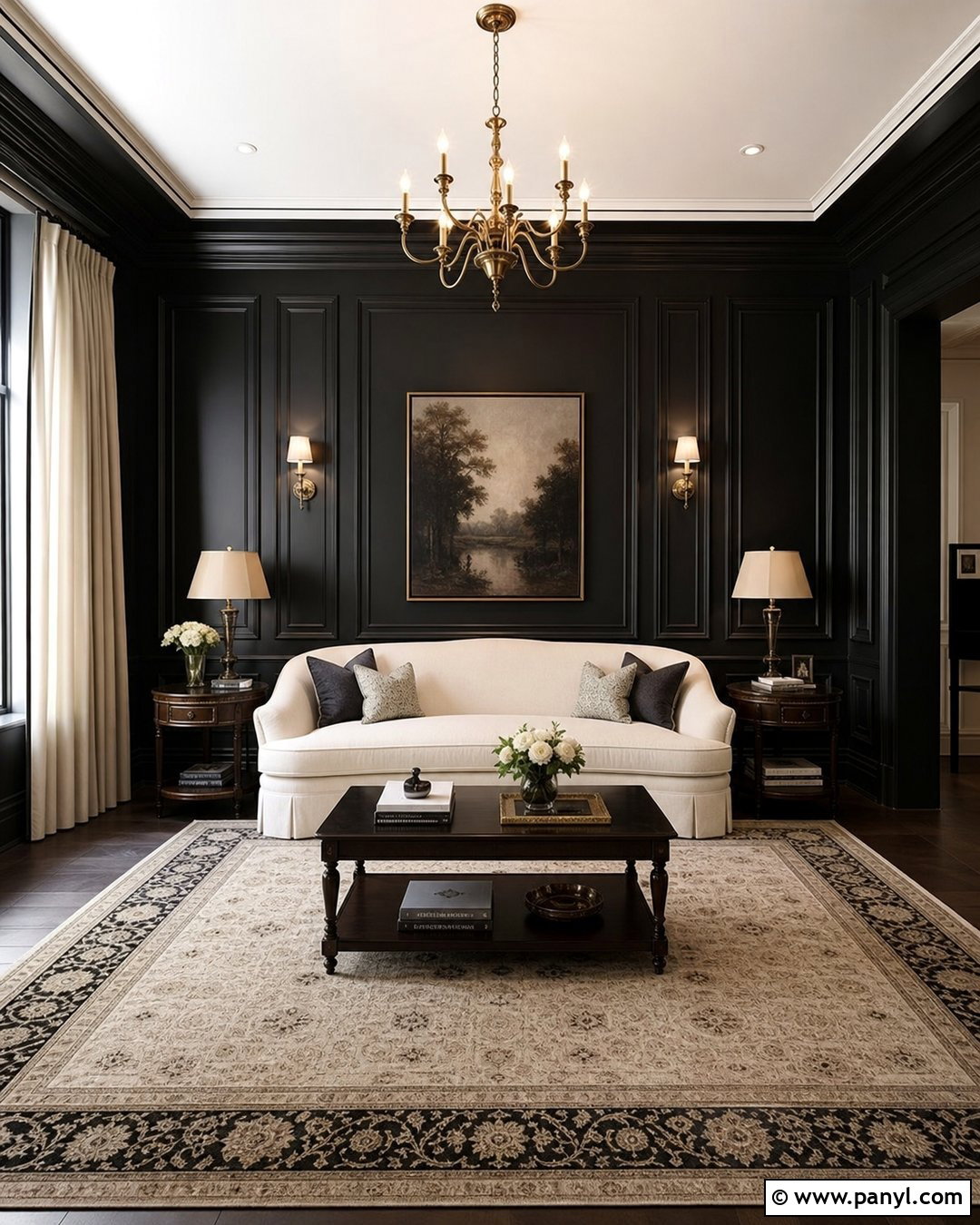 Black Walls With Picture Frame Molding - 20 How To Style Black Walls