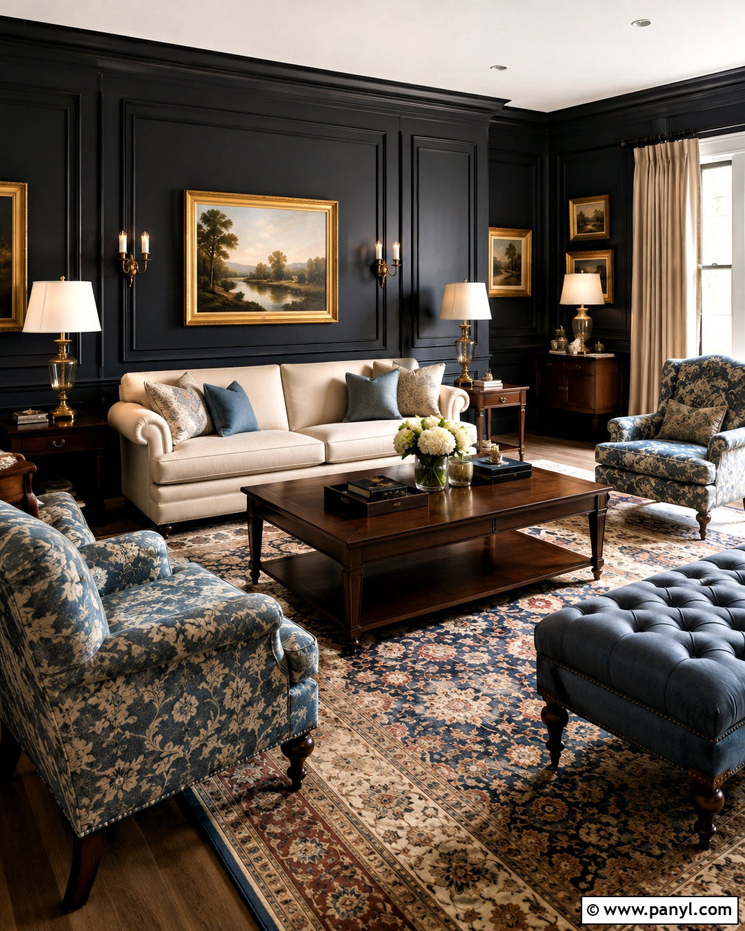 Black Walls With Traditional Molding - 20 black walls living room ideas