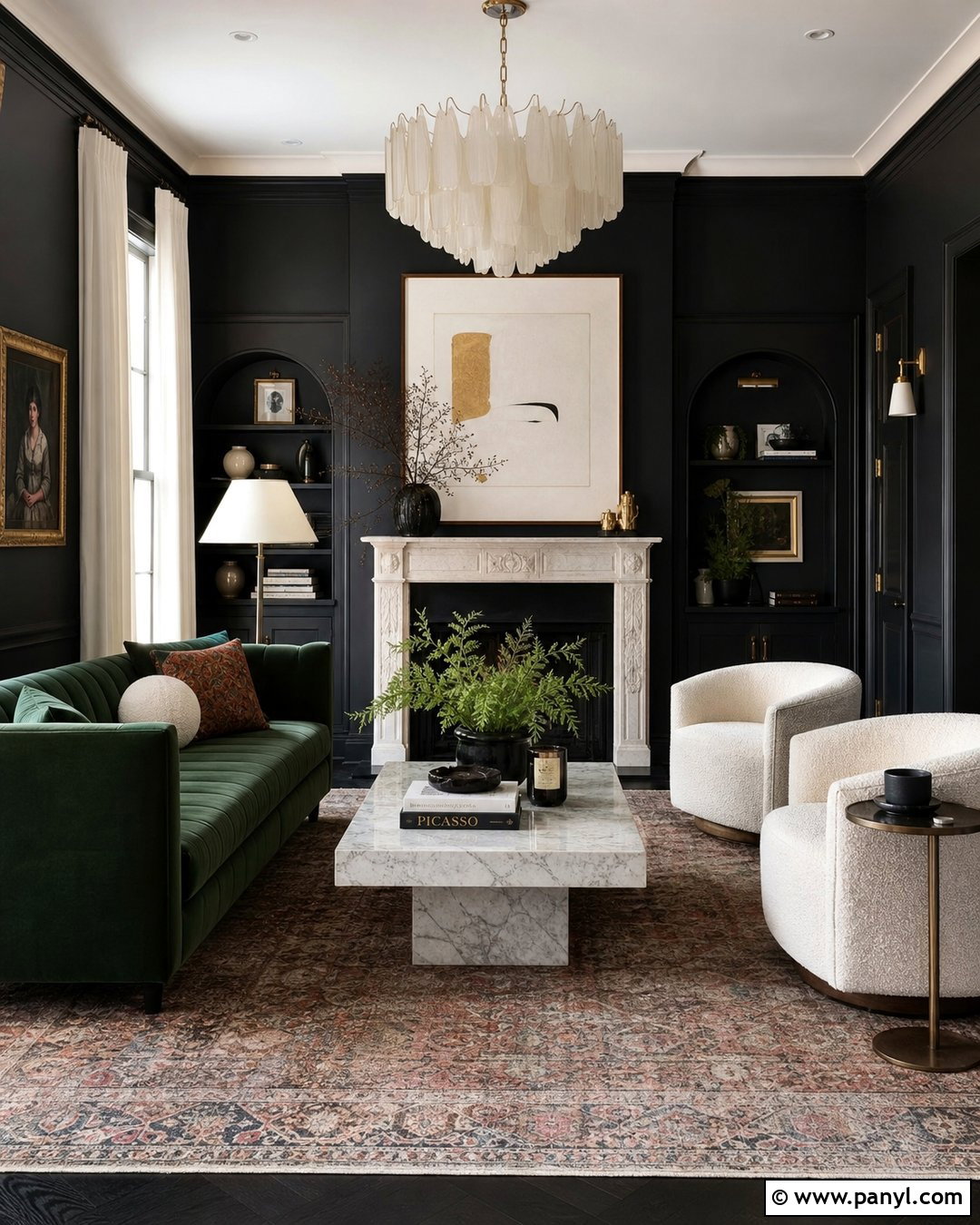 Black Walls With Velvet Furniture - 20 How To Style Black Walls