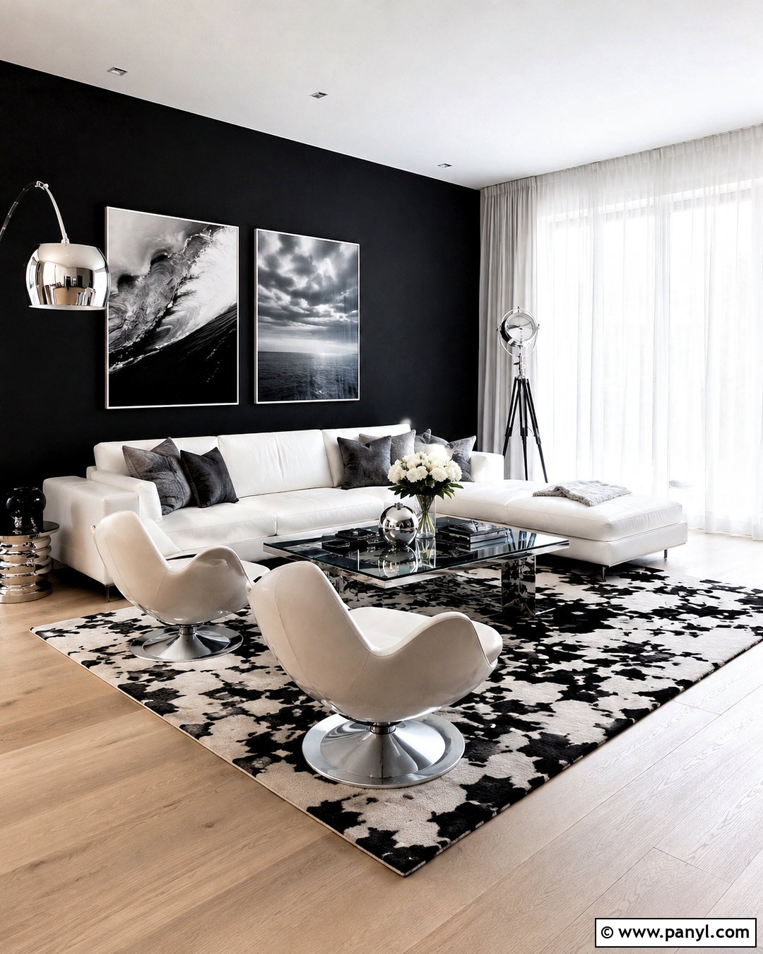 Black Walls With White Furniture - 40 Black Painted Walls