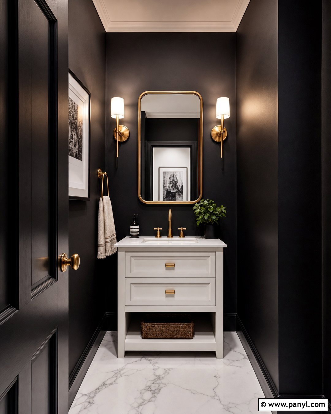 Black Walls With White Marble Floors - 25 Wall Floor Color Combination Ideas