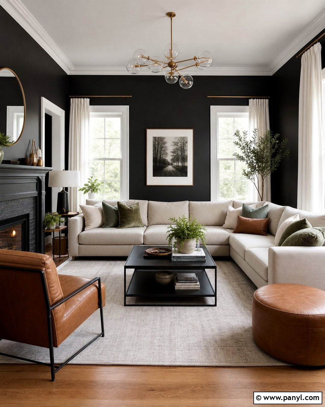 Black Walls With White Trim - 20 How To Style Black Walls